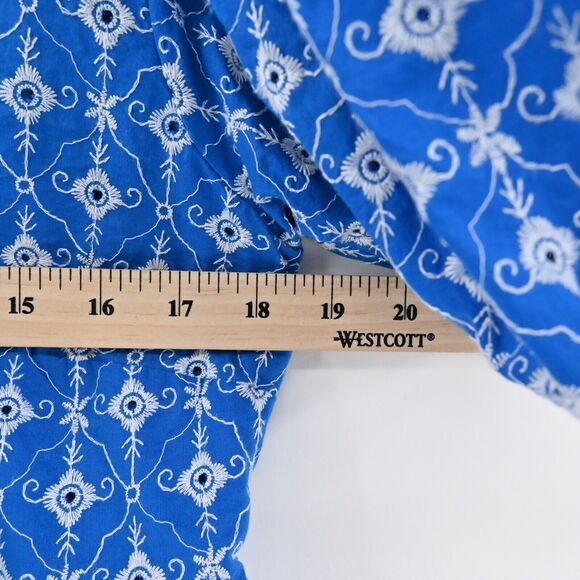 RHODE X TARGET Dress Sz S Blue Embroidered Eyelet Floral Cotton Puff Sleeve Mini - Picture 12 of 12